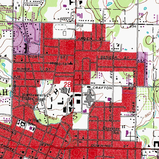 Topographic Map of Church of Christ Student Center, OK