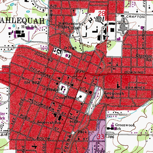Topographic Map of First Baptist Church, OK