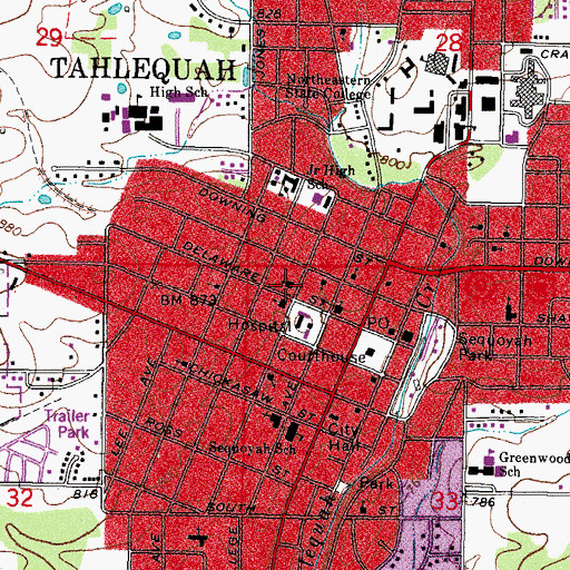 Topographic Map of First United Methodist Church, OK