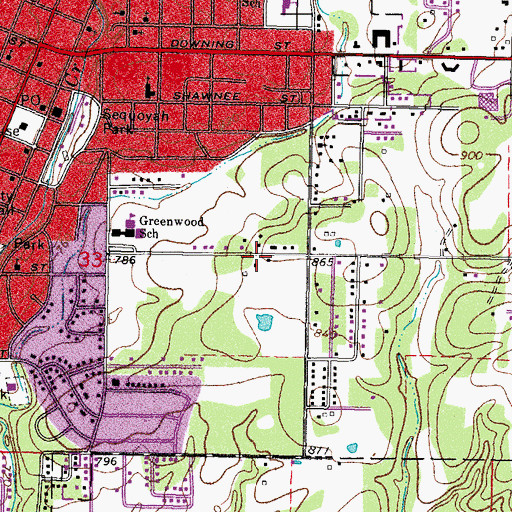 Topographic Map of Kingdom Hall Jehovahs Witnesses, OK