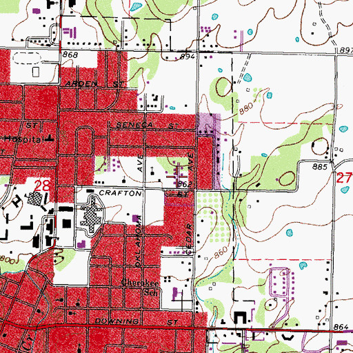 Topographic Map of Saint Brigid Catholic Church, OK