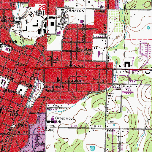 Topographic Map of Tahlequah Christian Outreach, OK
