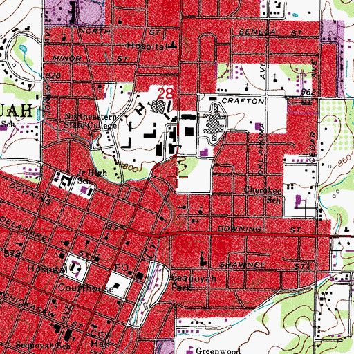 Topographic Map of Wesley Foundation United Methodist Church, OK