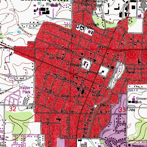 Topographic Map of World of Life Fellowship Church, OK