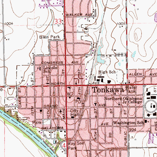 Topographic Map of Catholic Church, OK