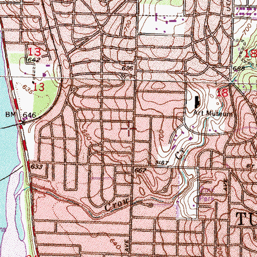 Topographic Map of All Souls Unitarian Church, OK