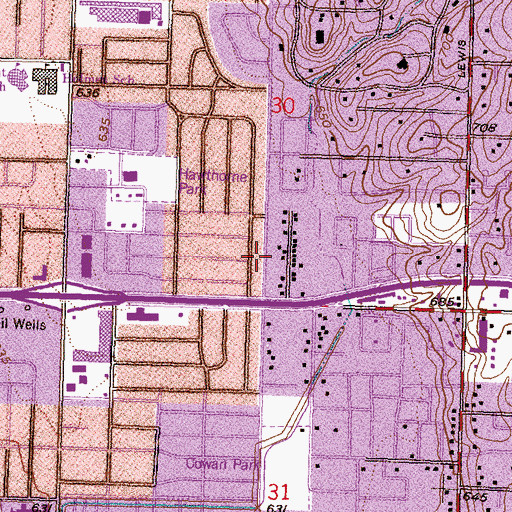 Topographic Map of Assembly of God Bellaire Church, OK