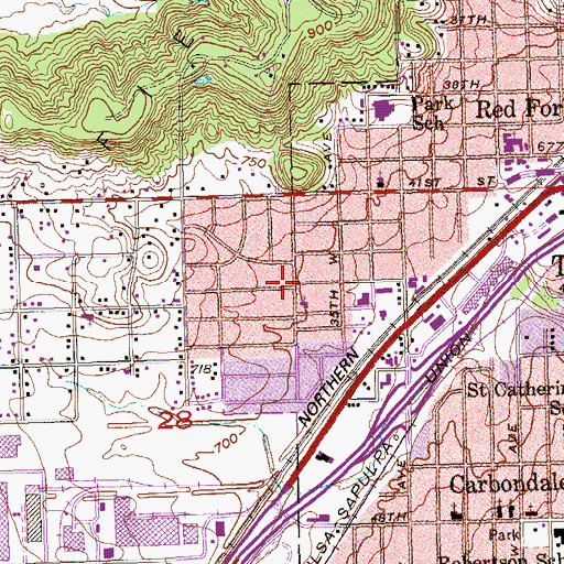 Topographic Map of Assembly of God Redfork, OK