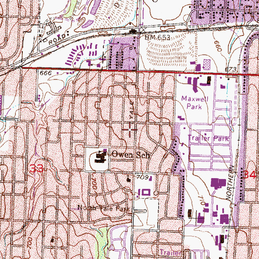 Topographic Map of Bellview Baptist Church, OK