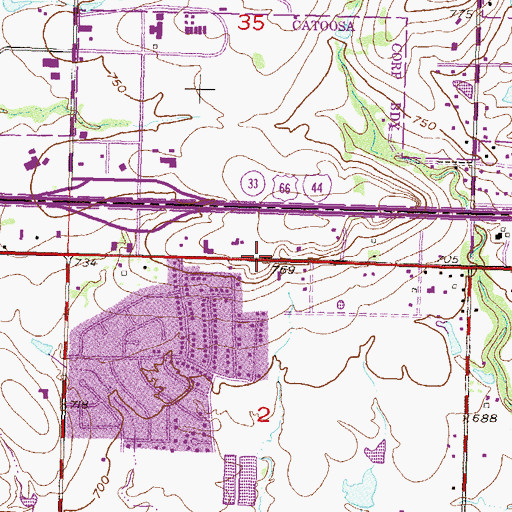 Topographic Map of Bethany Baptist Church, OK