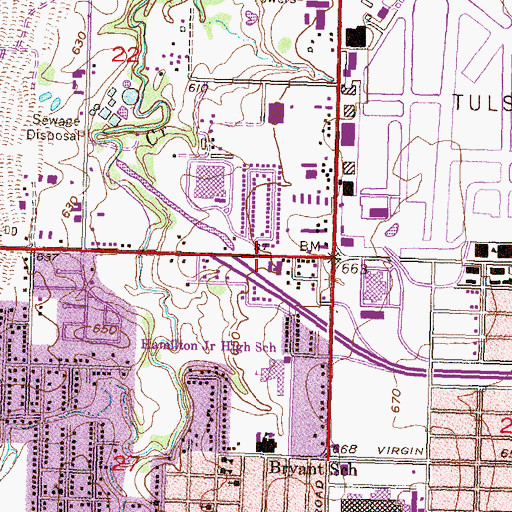 Topographic Map of Bible Baptist Temple, OK