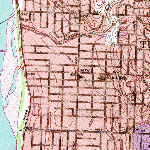 Topographic Map of Brookside Baptist Church, OK