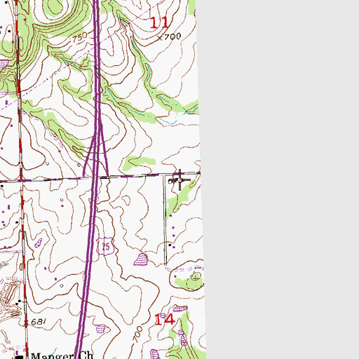 Topographic Map of Calvary Church of the Nazarene, OK
