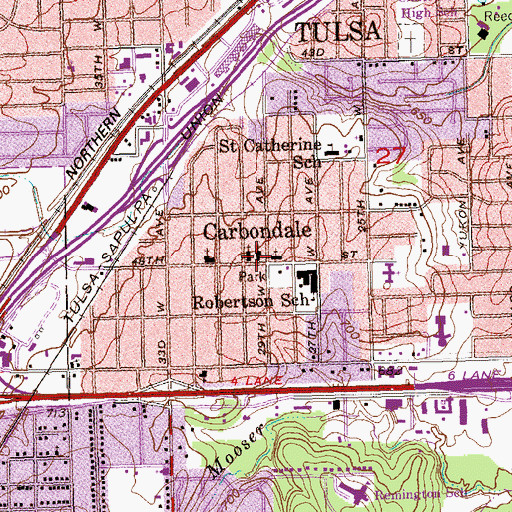 Topographic Map of Carbondale Baptist Church, OK
