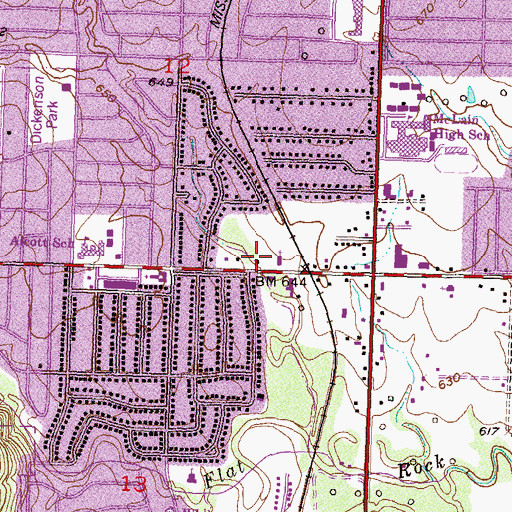 Topographic Map of Central Free Will Baptist Church, OK