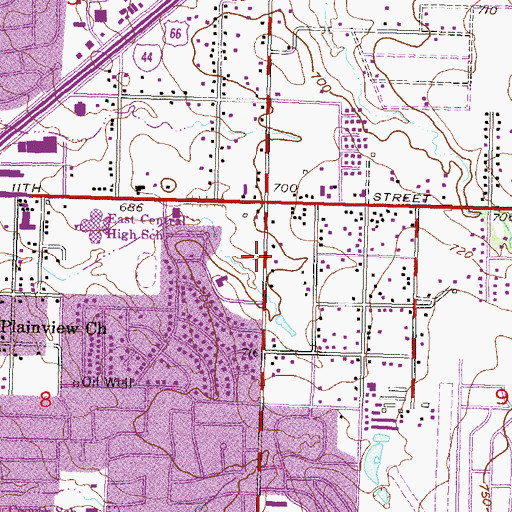 Topographic Map of Central Cathedral, OK