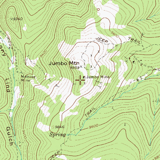 Topographic Map of Jumbo Mountain, CO