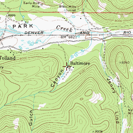 Topographic Map of Baltimore (historical), CO