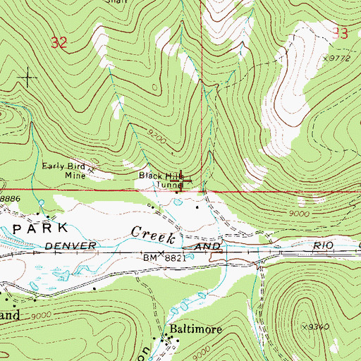 Topographic Map of Black Hills Tunnel, CO
