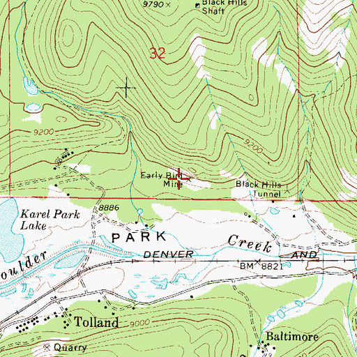 Topographic Map of Early Bird Mine, CO