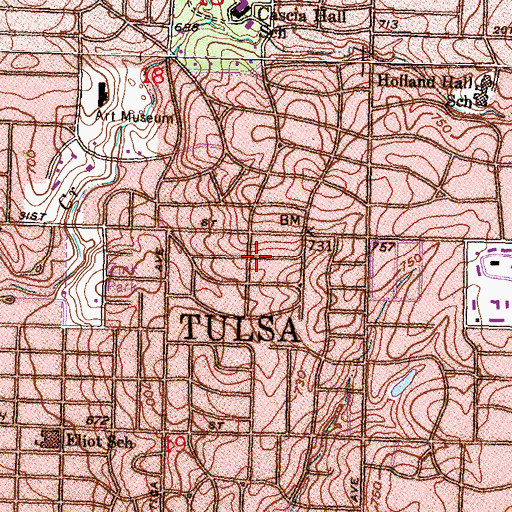 Topographic Map of Church of the Living God, OK