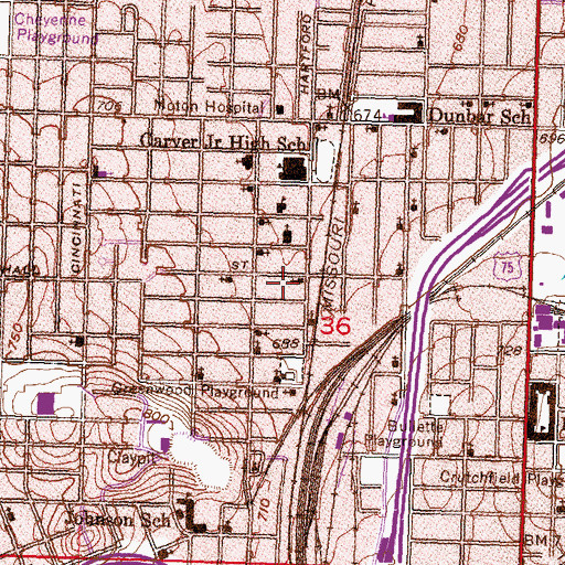 Topographic Map of City of Refuge Church of God, OK