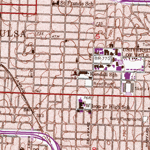 Topographic Map of College Hill Presbyterian Church, OK