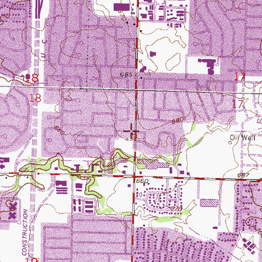 Topographic Map of Community Baptist Church, OK