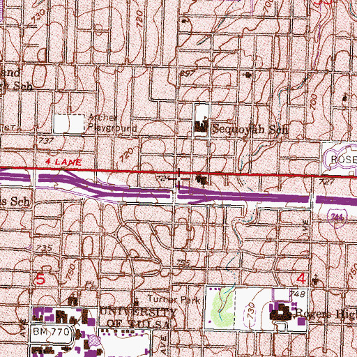 Topographic Map of Crosstown Church of Christ, OK