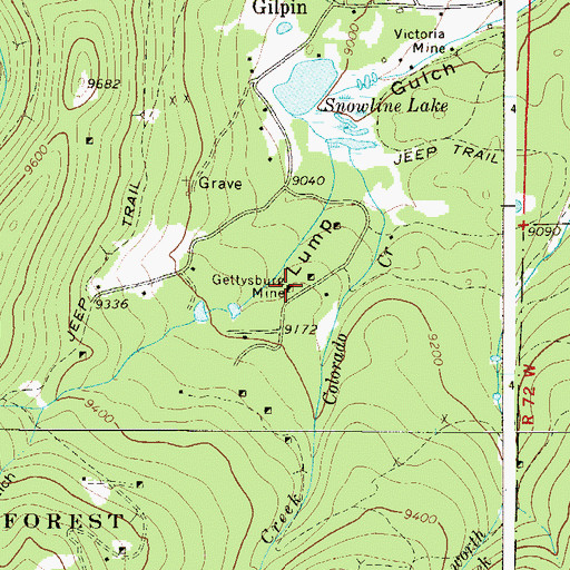 Topographic Map of Gettysburg Mine, CO