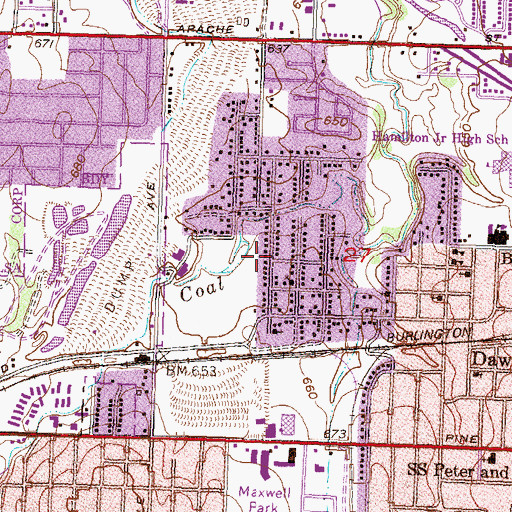 Topographic Map of Dawson Free Will Baptist Church, OK