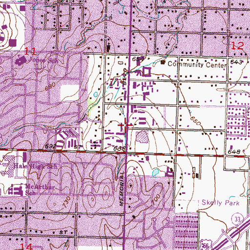 Topographic Map of East Central Church of Christ, OK