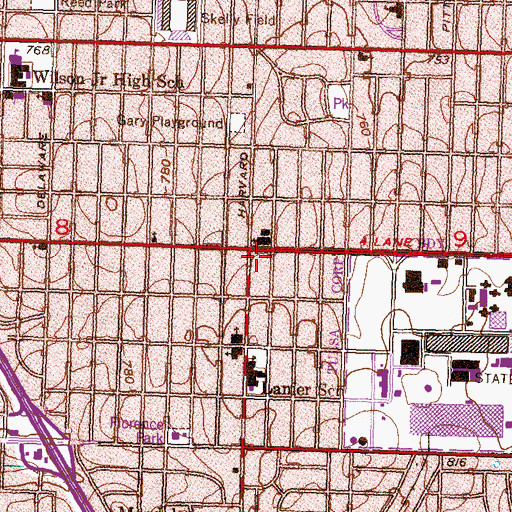 Topographic Map of East Side Christian Church, OK