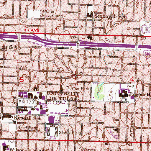 Topographic Map of Eastern Oklahoma Presbyterian, OK