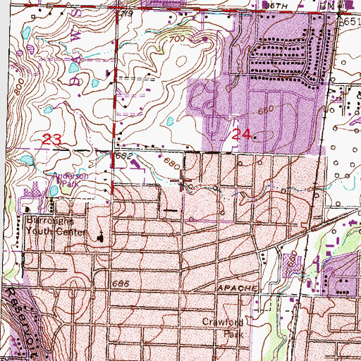 Topographic Map of Ebenezer Baptist Church, OK