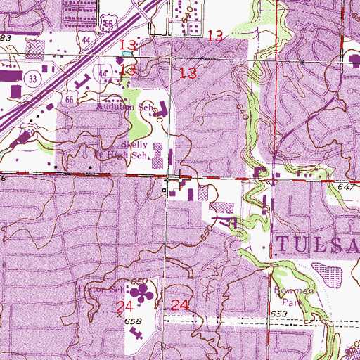 Topographic Map of El Shaddai Family Worship Center, OK