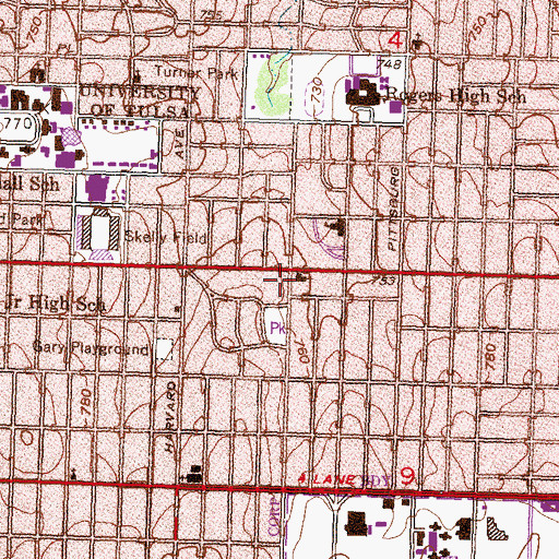 Topographic Map of Eleventh Street Baptist Church, OK