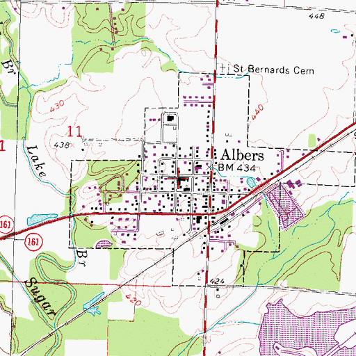 Topographic Map of Albers Elementary School, IL