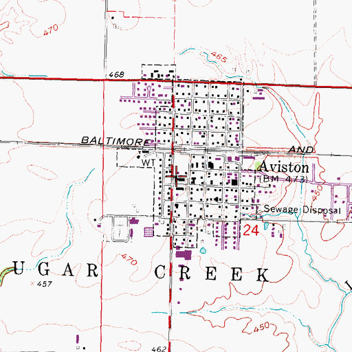 Topographic Map of Aviston Elementary School, IL