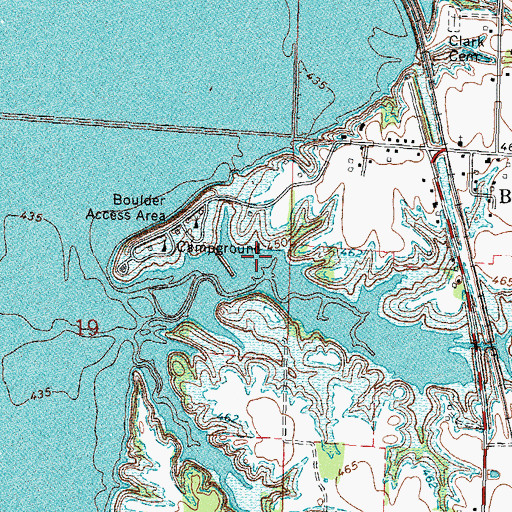 Topographic Map of Boulder Marina, IL