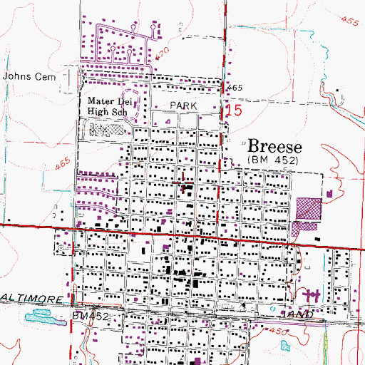 Topographic Map of Breese Elementary School, IL