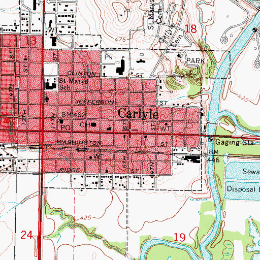 Topographic Map of Case-Halstead Public Library, IL