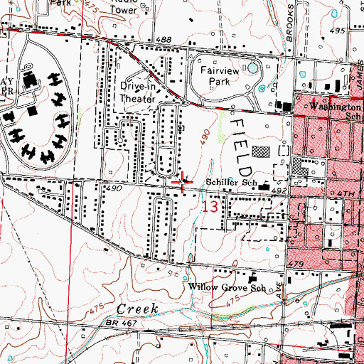 Topographic Map of First Church of the Nazarene, IL