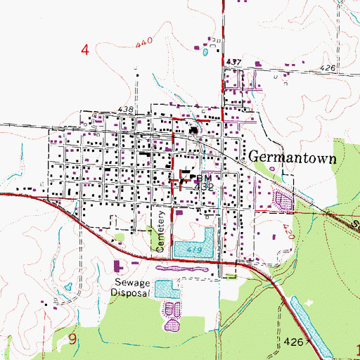 Topographic Map of Germantown Elementary School, IL