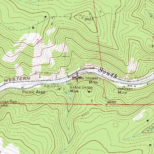 Topographic Map of Golden Slipper Mine, CO