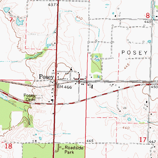 Topographic Map of Posey Post Office (historical), IL