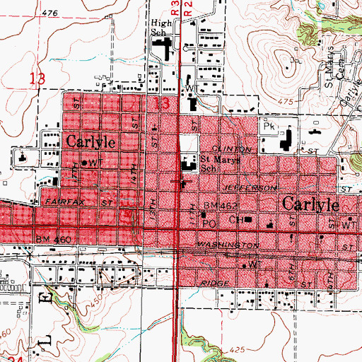 Topographic Map of Saint Marys Roman Catholic Church, IL