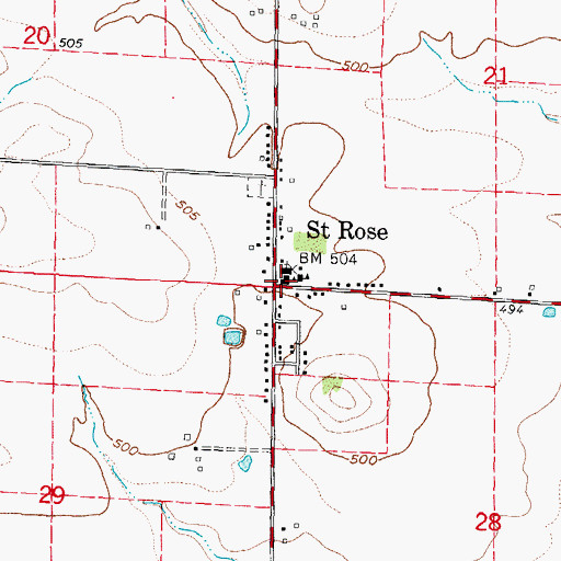 Topographic Map of Saint Rose Elementary School, IL