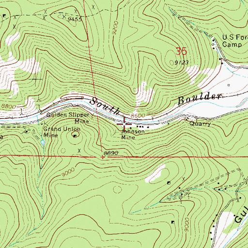 Topographic Map of Johnson Mine, CO