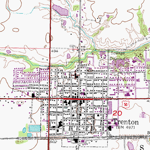 Topographic Map of Trenton Elementary School, IL